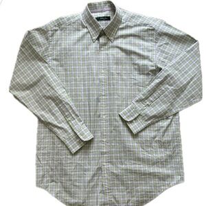 Bobby Jones, size L, long sleeve, button down. Purple and lime green plaid.